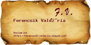 Ferencsik Valéria névjegykártya