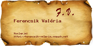 Ferencsik Valéria névjegykártya